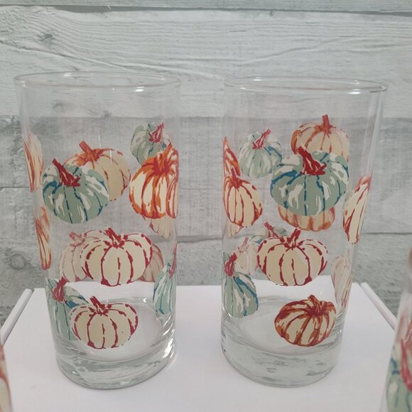 Set Of 4 Greenbrier Pumpkin-Themed Drinking Glasses - Picture 2 of 4